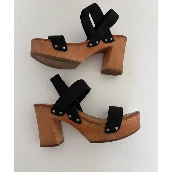 MIA Sandals 10~Fits 9 Chunky Platform Strappy Wooden Heel Retro Boho Cowgirl - Picture 13 of 15